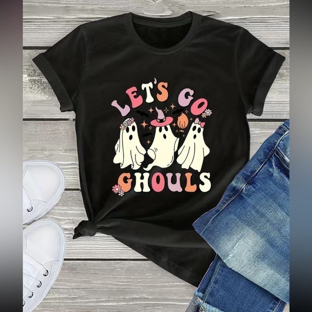 Let's Go Ghouls Ghost Graphic Tee Shirt